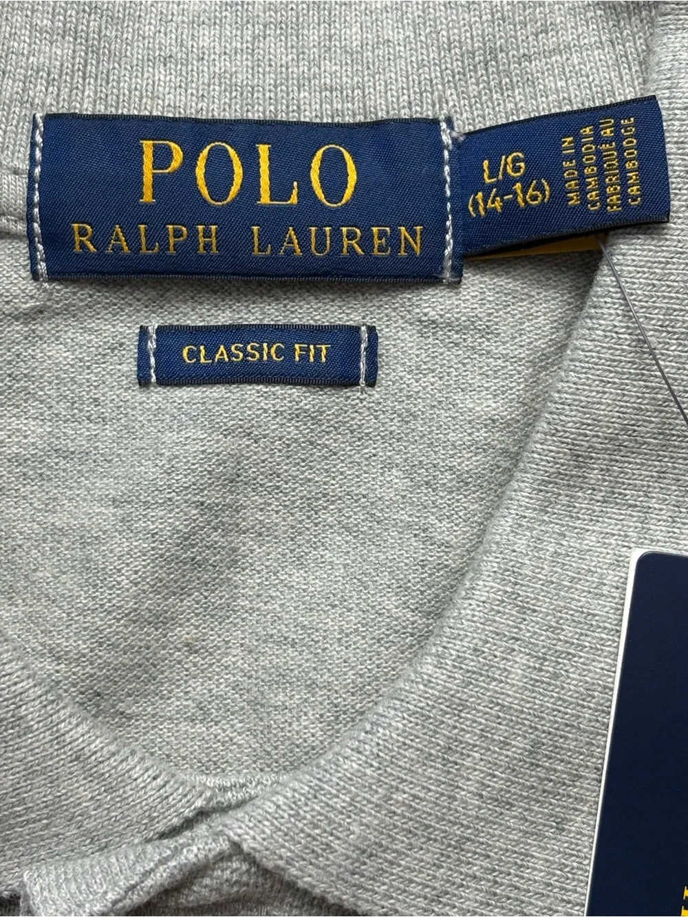 NWT Polo Ralph Lauren Boys L 14-16 Classic Fit Polo Shirt Heather Grey